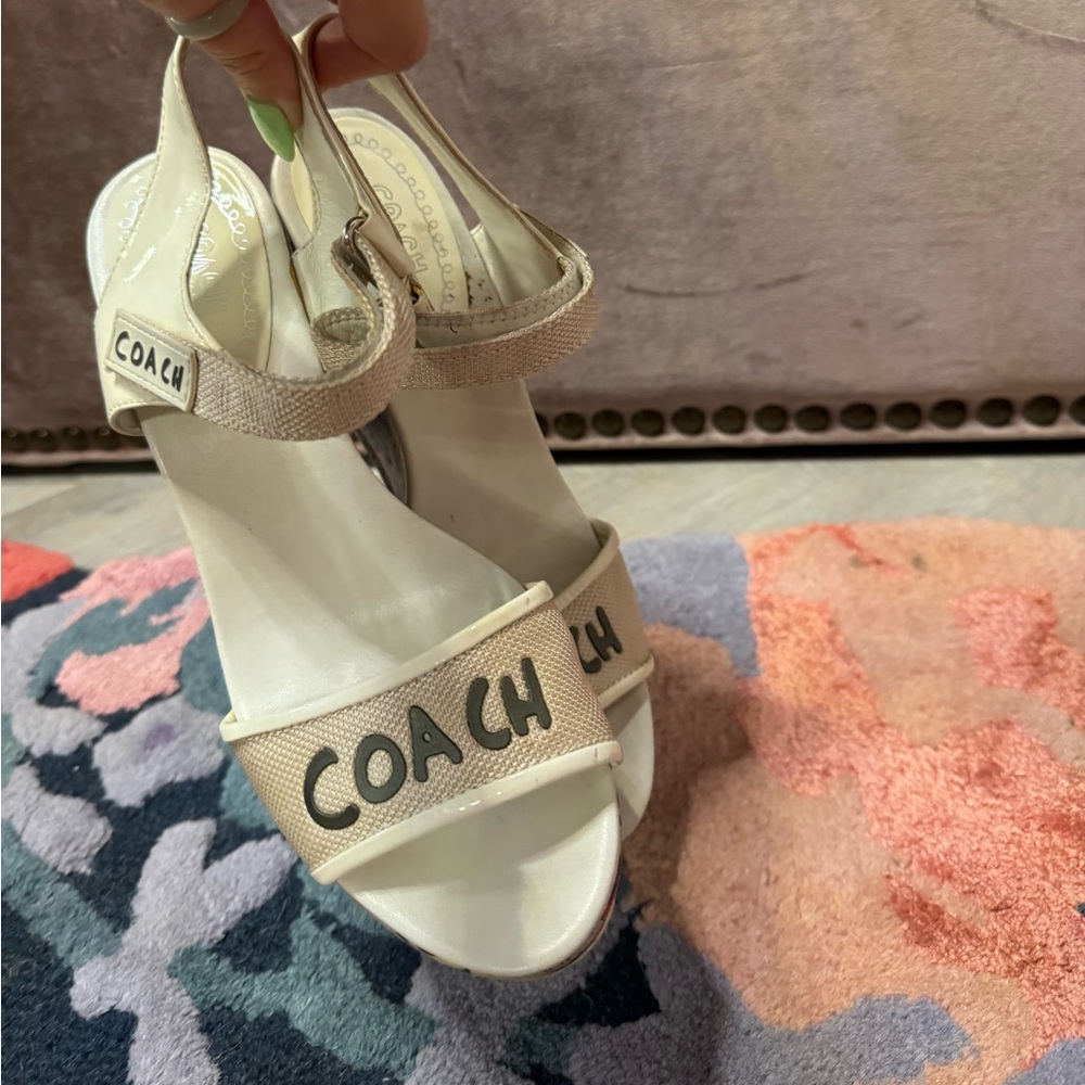 Vintage coach poppy wedges Velcro ankle strap